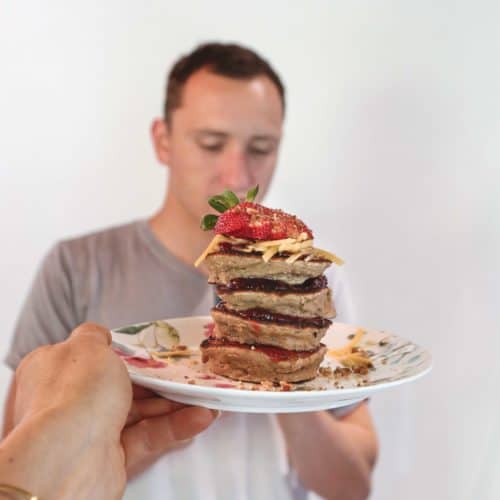 Strawberry Jam & Cheese Cinnamon Mancakes